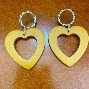 Wooden Heart Earrings